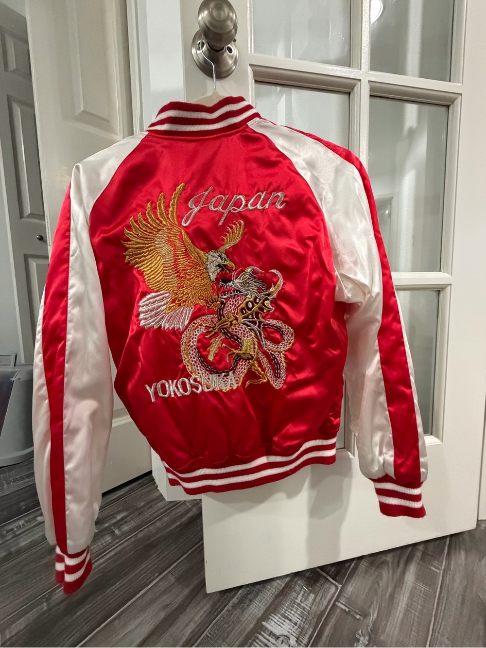 Vintage Japan Yokosuka Sukajan jacket dragon eagle Embroidery unisex (Small)